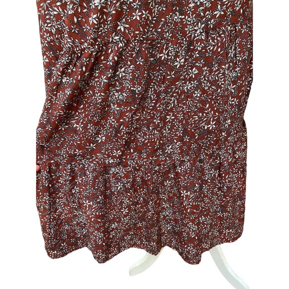 Emery Rose Tiered rust red white black floral A-line Dress Lightweight Size L - Picture 7 of 7